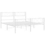 Modern Tranquility: White Metal Bed Frame with Headboard