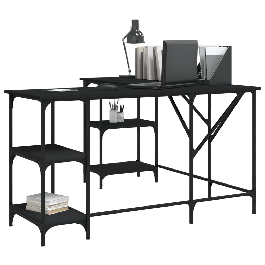 Desk Black Engineered Wood