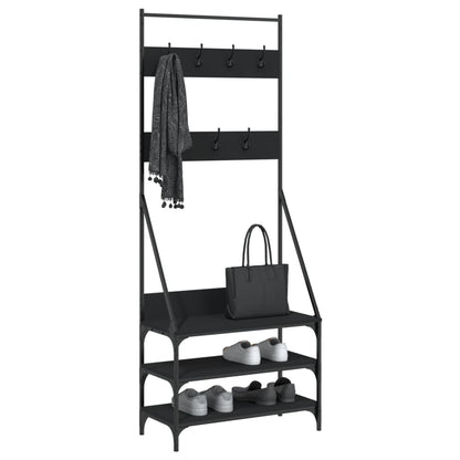 Black Clothes Rack with Shoe Storage