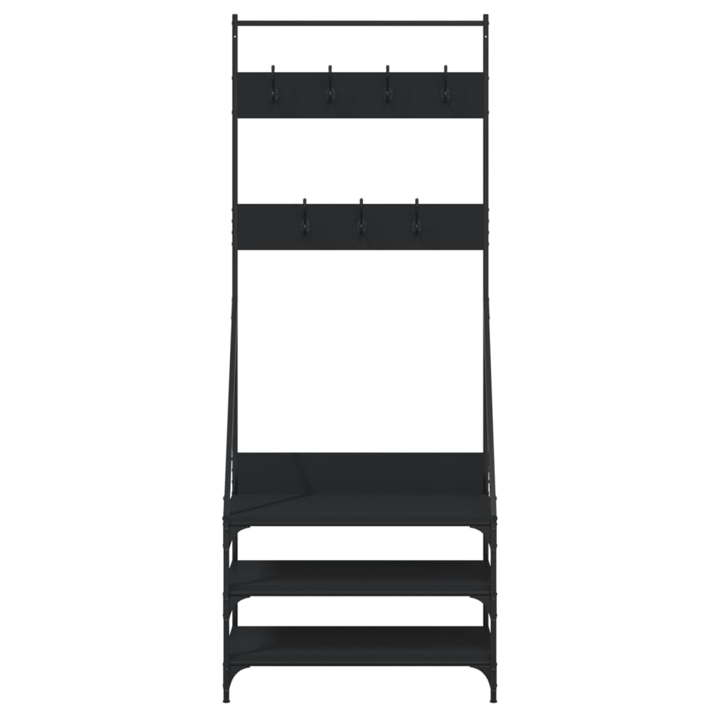 Black Clothes Rack with Shoe Storage