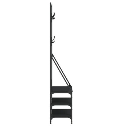 Black Clothes Rack with Shoe Storage