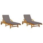 Sun Loungers 2 pcs with Table Solid Wood Acacia