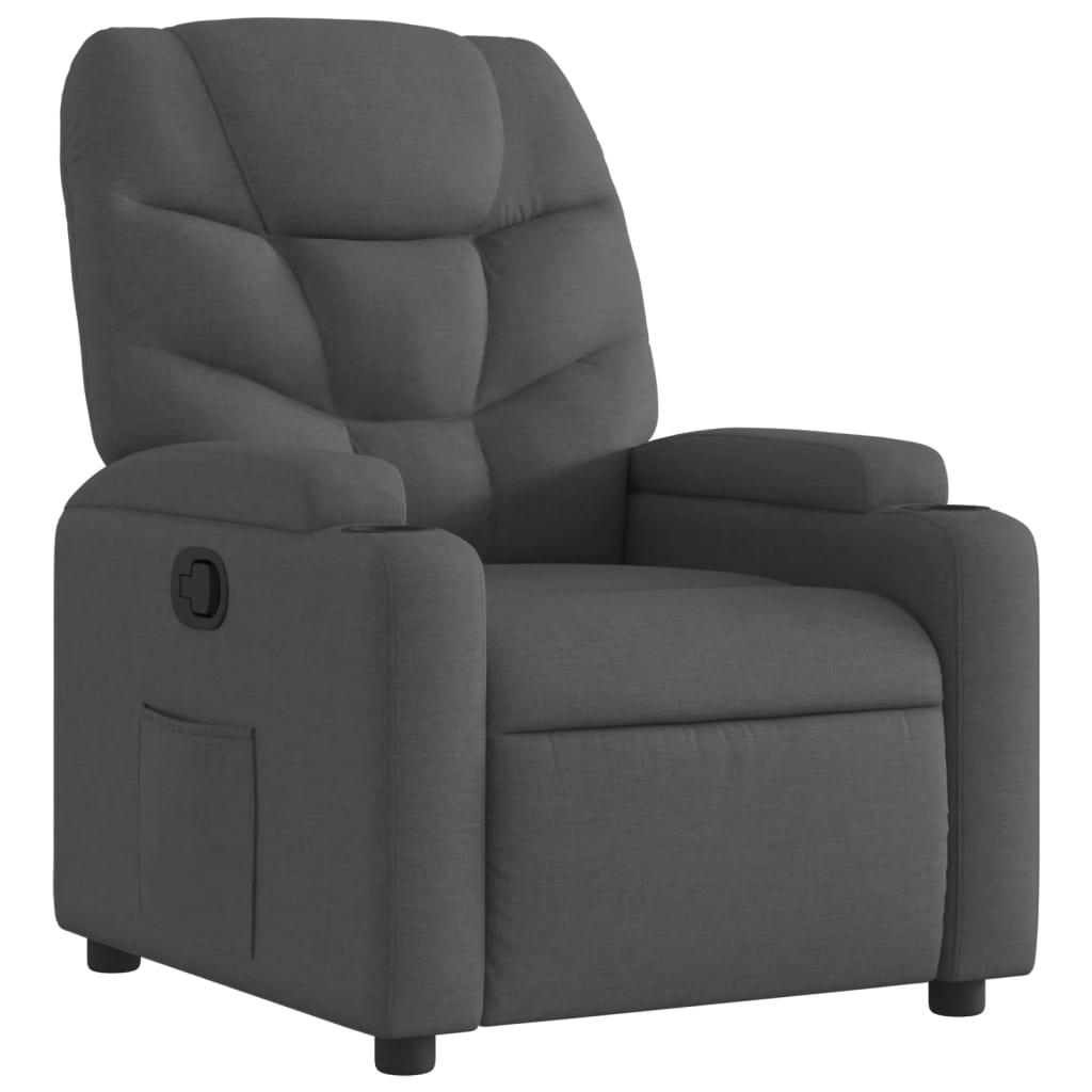 Fabric Recliner Chair Dark Grey 135° | HomeAndLiving