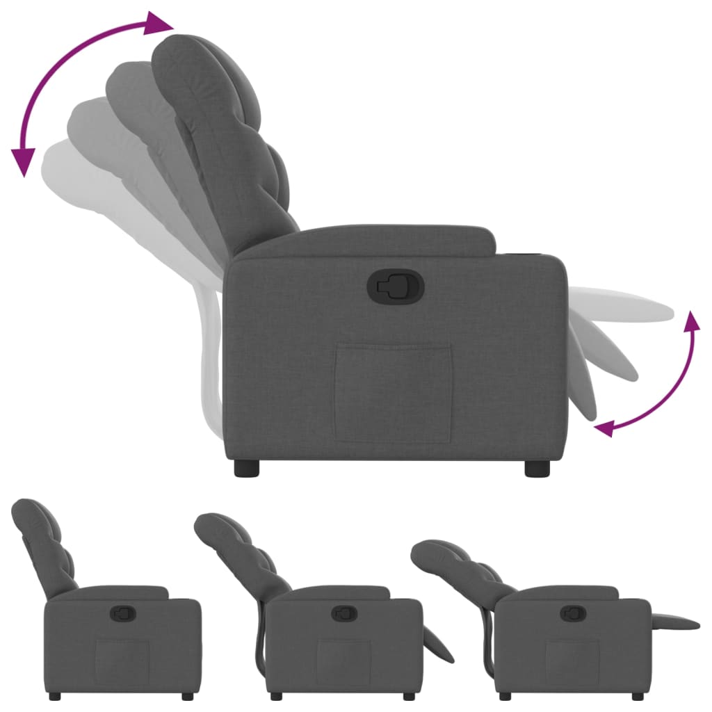 Fabric Recliner Chair Dark Grey 135° | HomeAndLiving