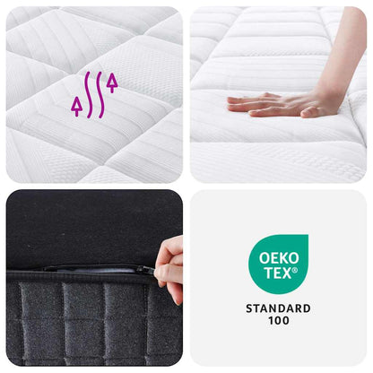 Double Medium Plus Pocket Spring Mattress Fabric Foam Isolation Pad