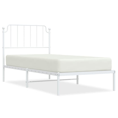 Metal Bed Frame with Headboard White Single Size