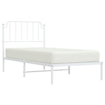 Metal Bed Frame with Headboard White Single Size