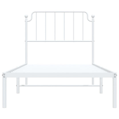 Metal Bed Frame with Headboard White Single Size