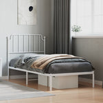 Metal Bed Frame with Headboard White Single Size