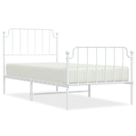 Metal Bed Frame with Headboard and FootboardÂ White Single Size