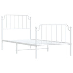 Metal Bed Frame with Headboard and FootboardÂ White Single Size