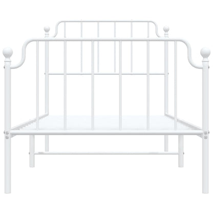 Metal Bed Frame with Headboard and FootboardÂ White Single Size