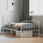 Metal Bed Frame with Headboard and FootboardÂ White Single Size