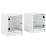 Bedside Cabinets with Glass Doors 2 pcs-White