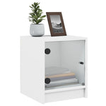 Bedside Cabinets with Glass Doors 2 pcs-White
