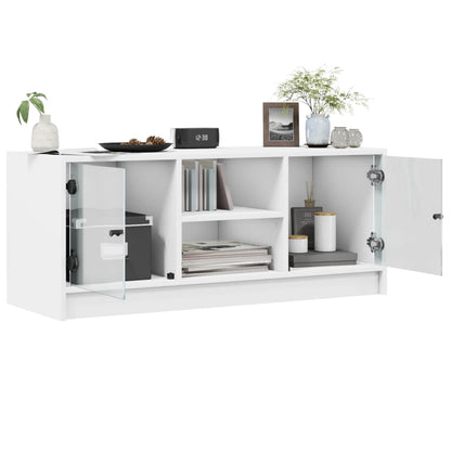 TV Cabinet with Glass Doors-White