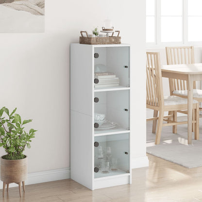Highboard with Glass Doors  White