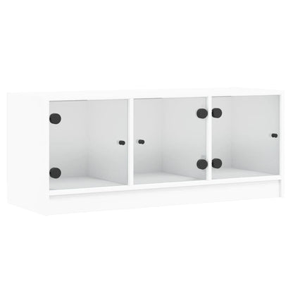 TV Cabinet with Glass Doors-White