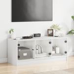 TV Cabinet with Glass Doors-White