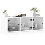 TV Cabinet with Glass Doors-White