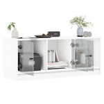 TV Cabinet with Glass Doors-White