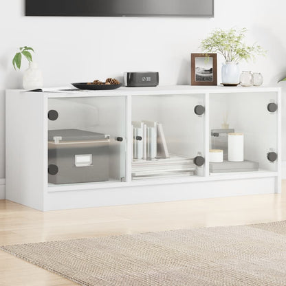 TV Cabinet with Glass Doors-White