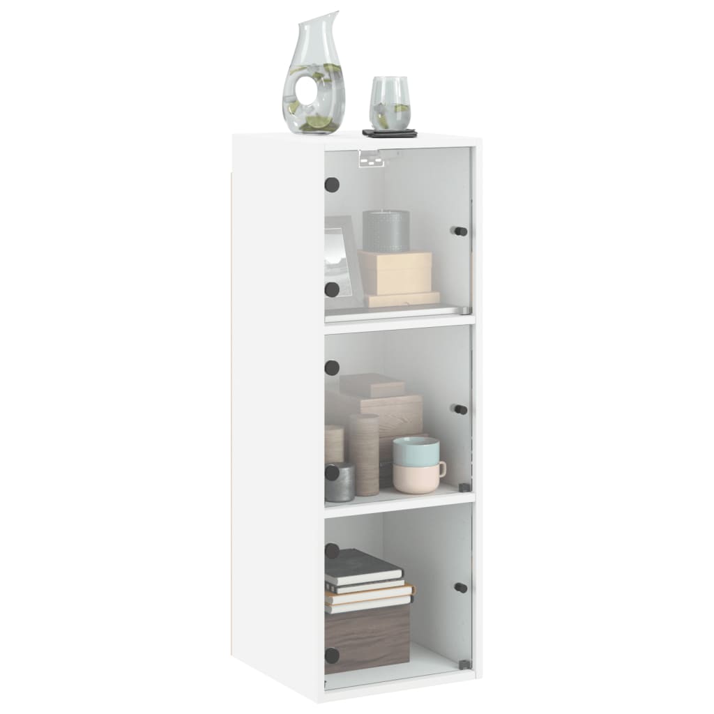 Wall Cabinet with Glass Doors White