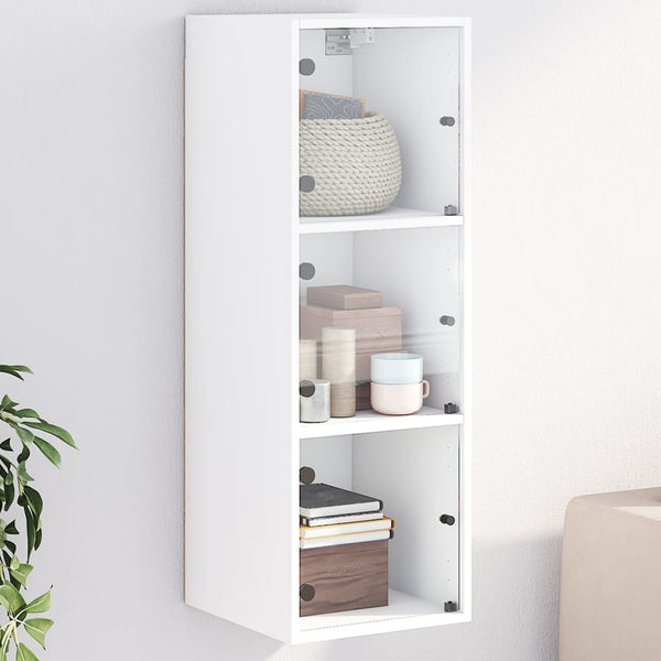  Wall Cabinet with Glass Doors White