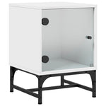 Bedside Cabinets with Glass Doors 2 pcs White