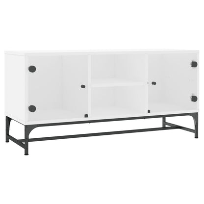 TV Cabinet with Glass Doors White