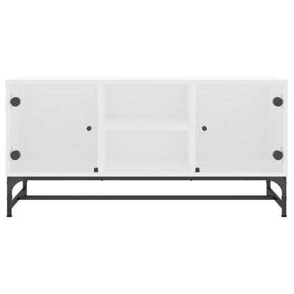 TV Cabinet with Glass Doors White