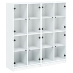 Bookcase with Doors White Engineered Wood