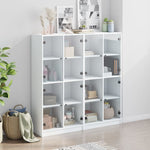 Bookcase with Doors White Engineered Wood