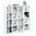 Bookcase with Doors White Engineered Wood