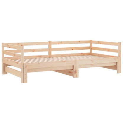 Day Bed with Trundle Solid Wood Pine Single Size