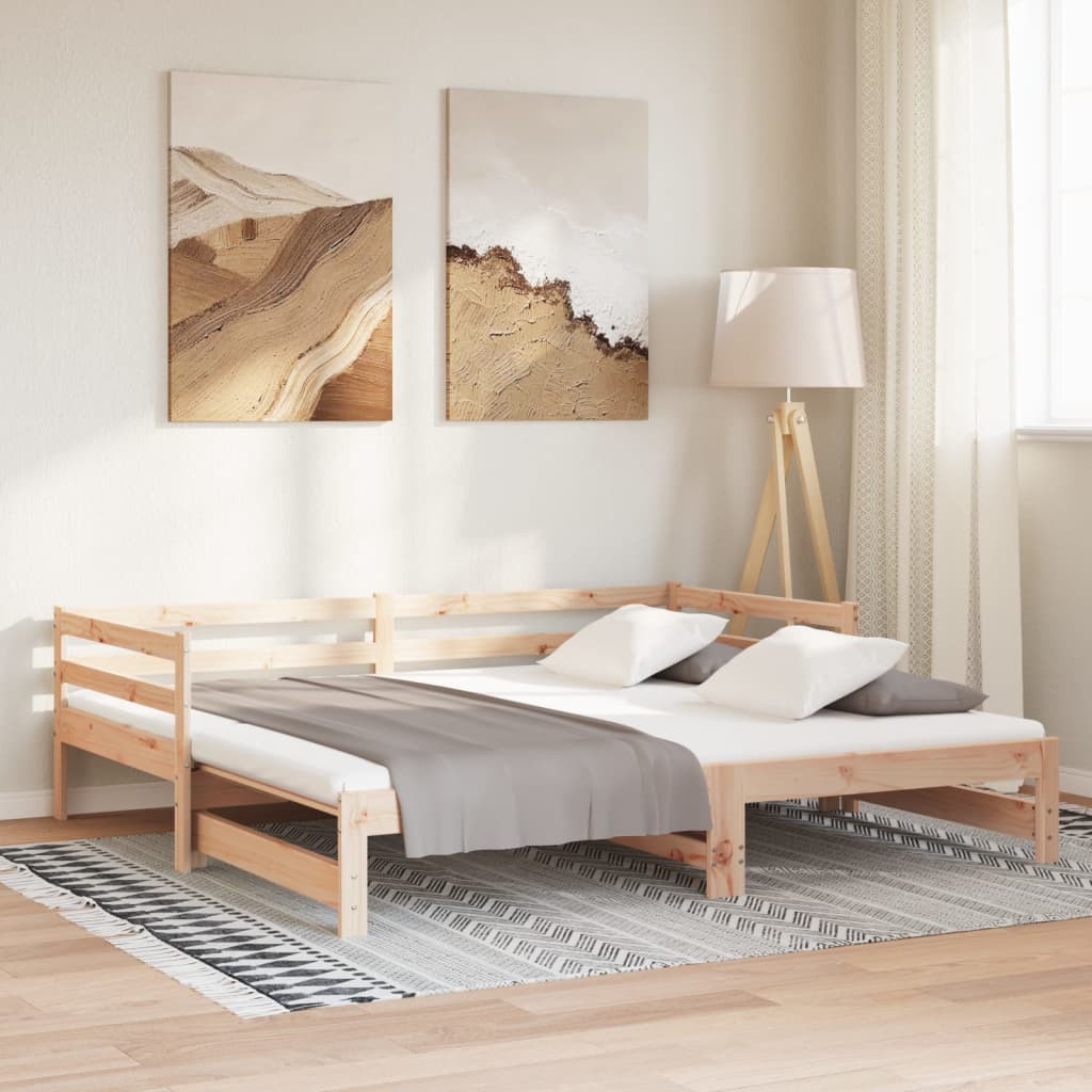 Day Bed with Trundle Solid Wood Pine Single Size