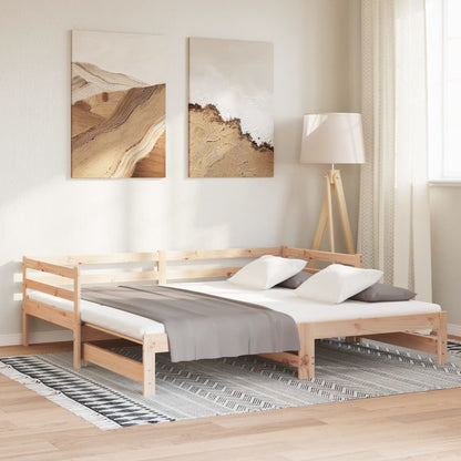 Day Bed with Trundle Solid Wood Pine Single Size