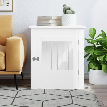 Dog Crate Furniture Black/White Engineered Wood