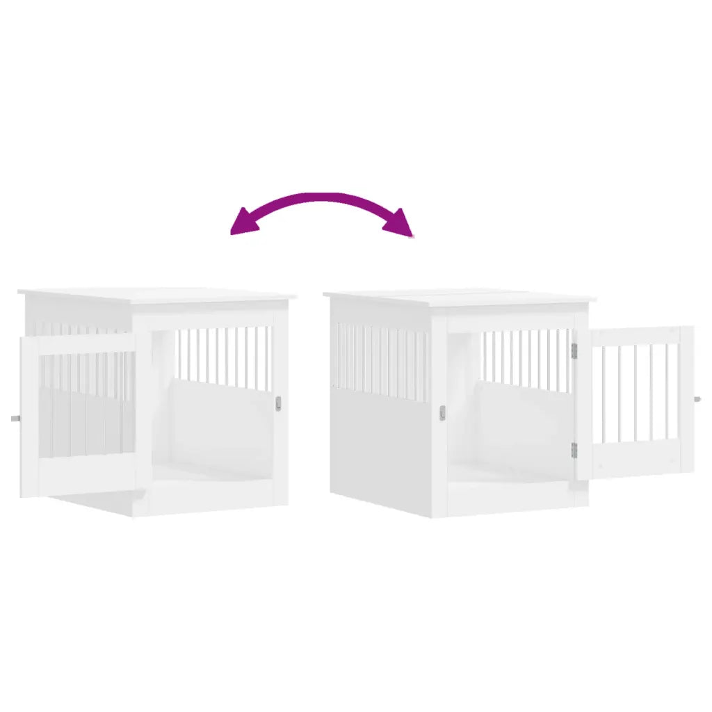 Dog Crate Furniture Black/White Engineered Wood