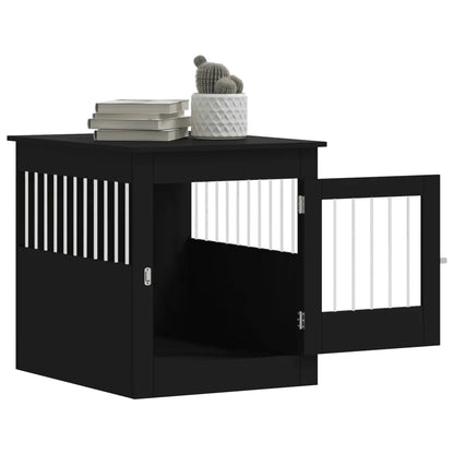 Dog Crate Furniture Black/White Engineered Wood