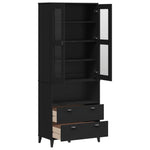 Highboard VIKEN Black Solid Wood Pine