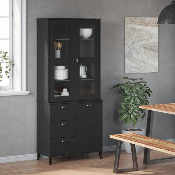  Highboard VIKEN Black Solid Wood Pine Sideboard