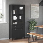 Highboard VIKEN Black Solid Wood Pine Sideboard