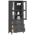 Highboard VIKEN Anthracite  Grey Solid Wood Pine