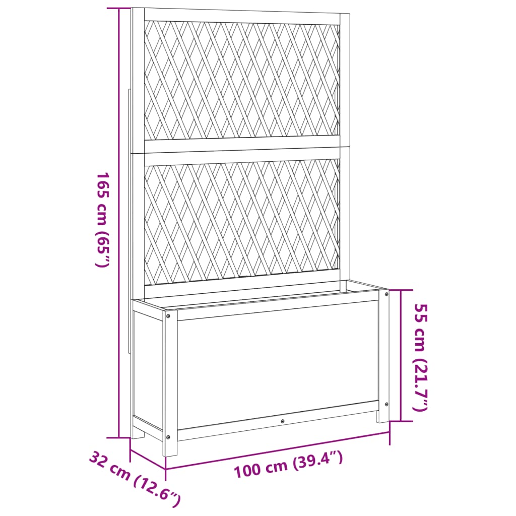 Solid Wood Acacia - Planter with Trellis