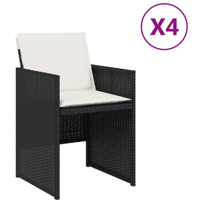 Garden Chairs with Cushions 4 pcs Black Poly Rattan - 50.5×54×79cm