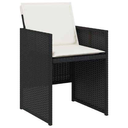Garden Chairs with Cushions 4 pcs Black Poly Rattan - 50.5×54×79cm