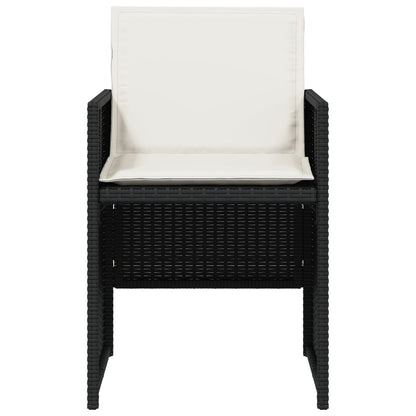 Garden Chairs with Cushions 4 pcs Black Poly Rattan - 50.5×54×79cm