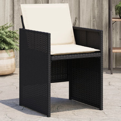 Garden Chairs with Cushions 4 pcs Black Poly Rattan - 50.5×54×79cm