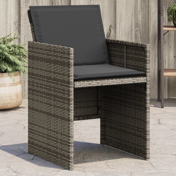  Garden Chairs with Cushions 4 pcs Grey Poly Rattan
